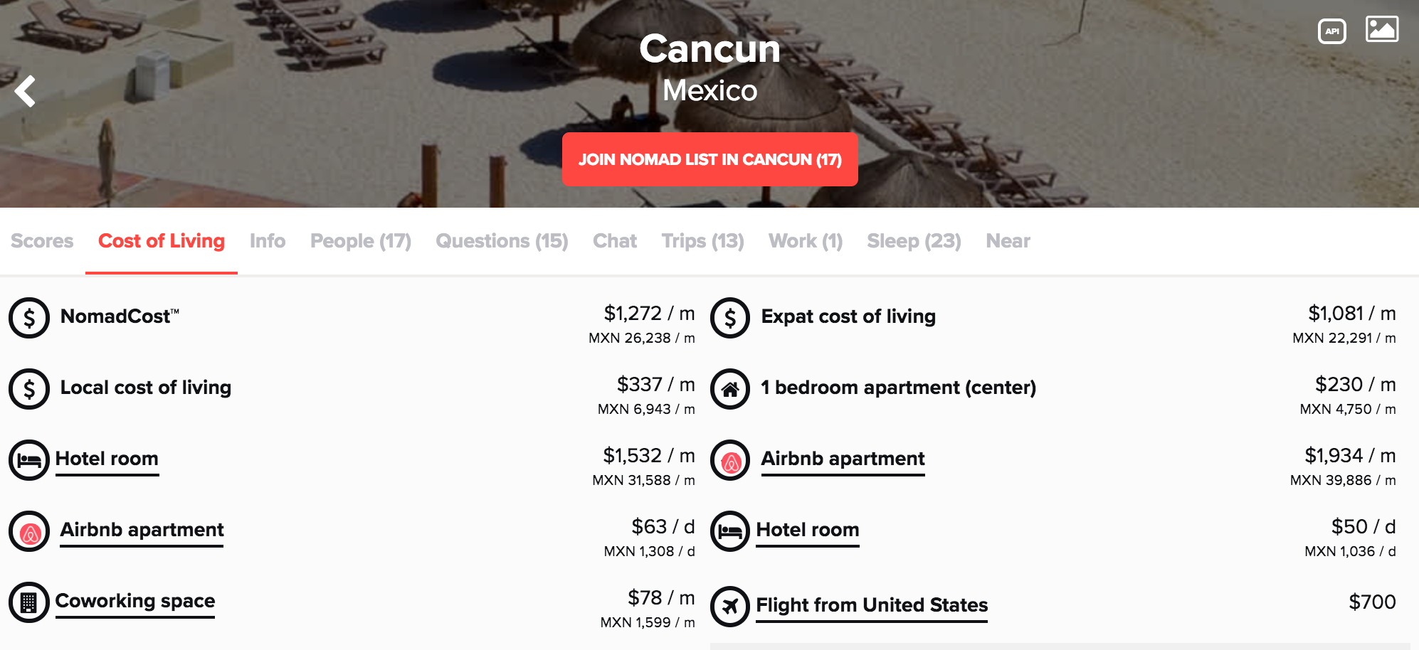 Find The Perfect Location (Nomad list) - How much money should you save before moving abroad?